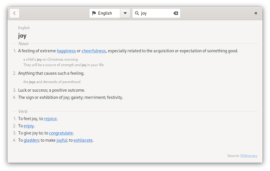 Application GNOME de dictionnaire de recherche rapide