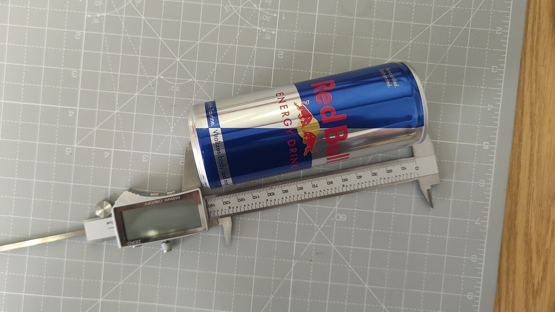 Measuring a red bull can