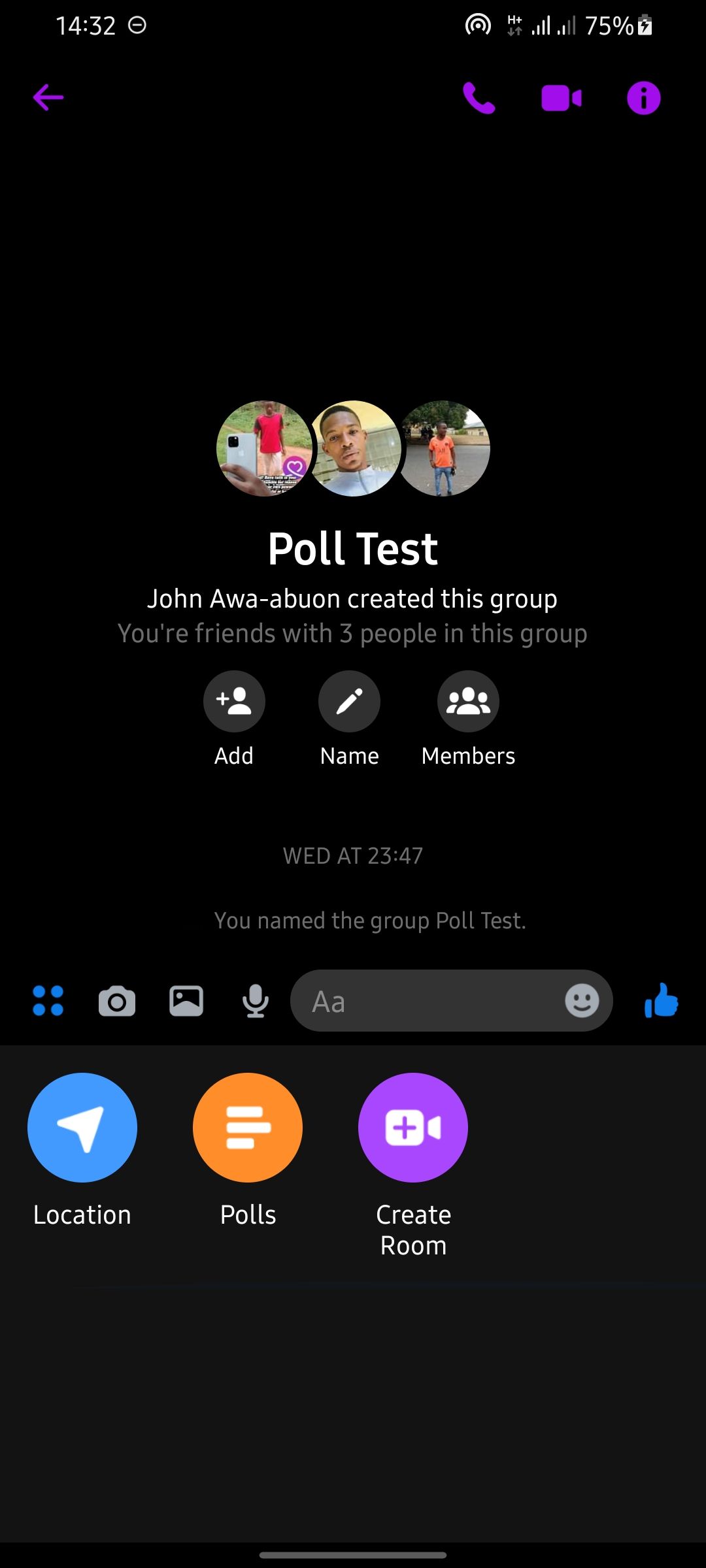 screenshot showing messenger poll icon