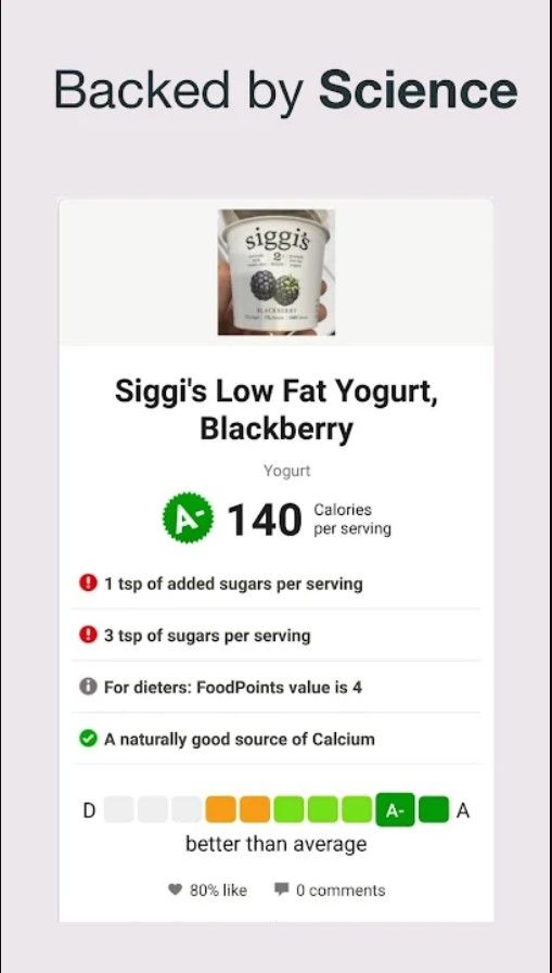 second screenshot of app fooducate