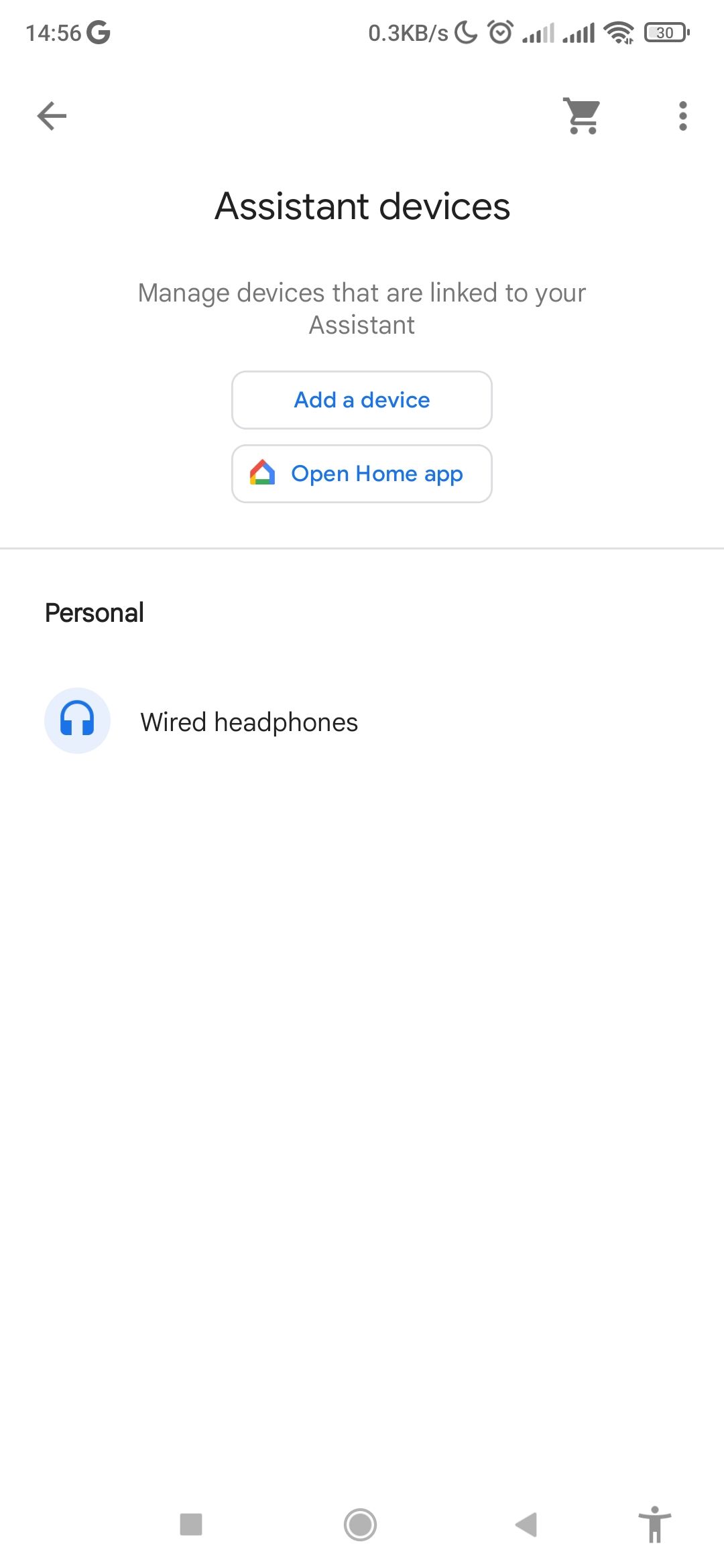 Google Assistant devices page on Android