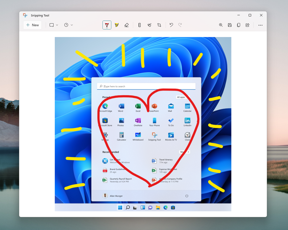 Snipping Tool Windows 11 annotation