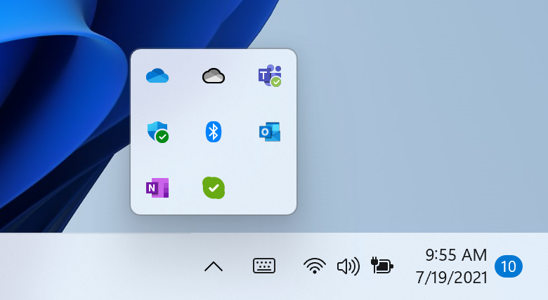 Taskbar Hidden Icons Layout