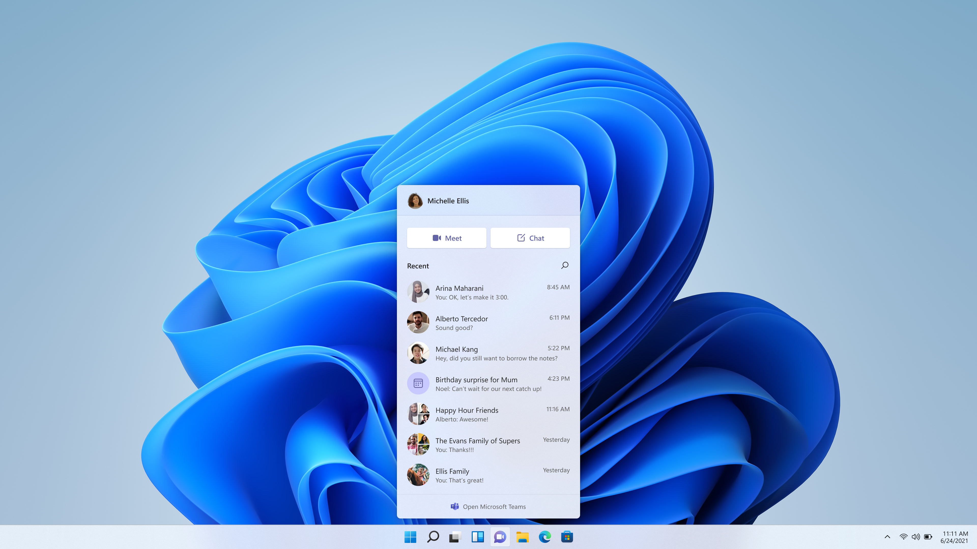 Microsoft Teams Chat on Windows 11