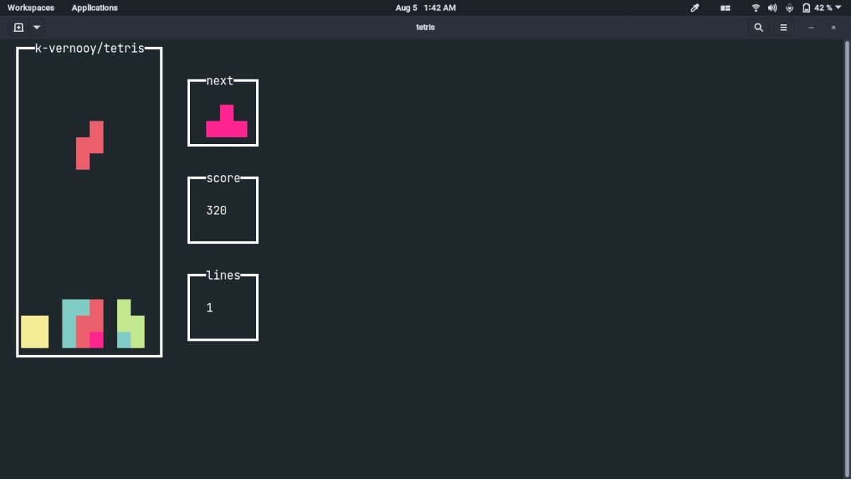 Playing tetris on Linux terminal