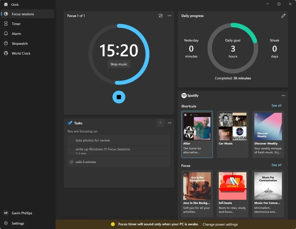 So verwenden Sie die neuen Windows 11-Fokussitzungen - windows 11 focus sessions timer