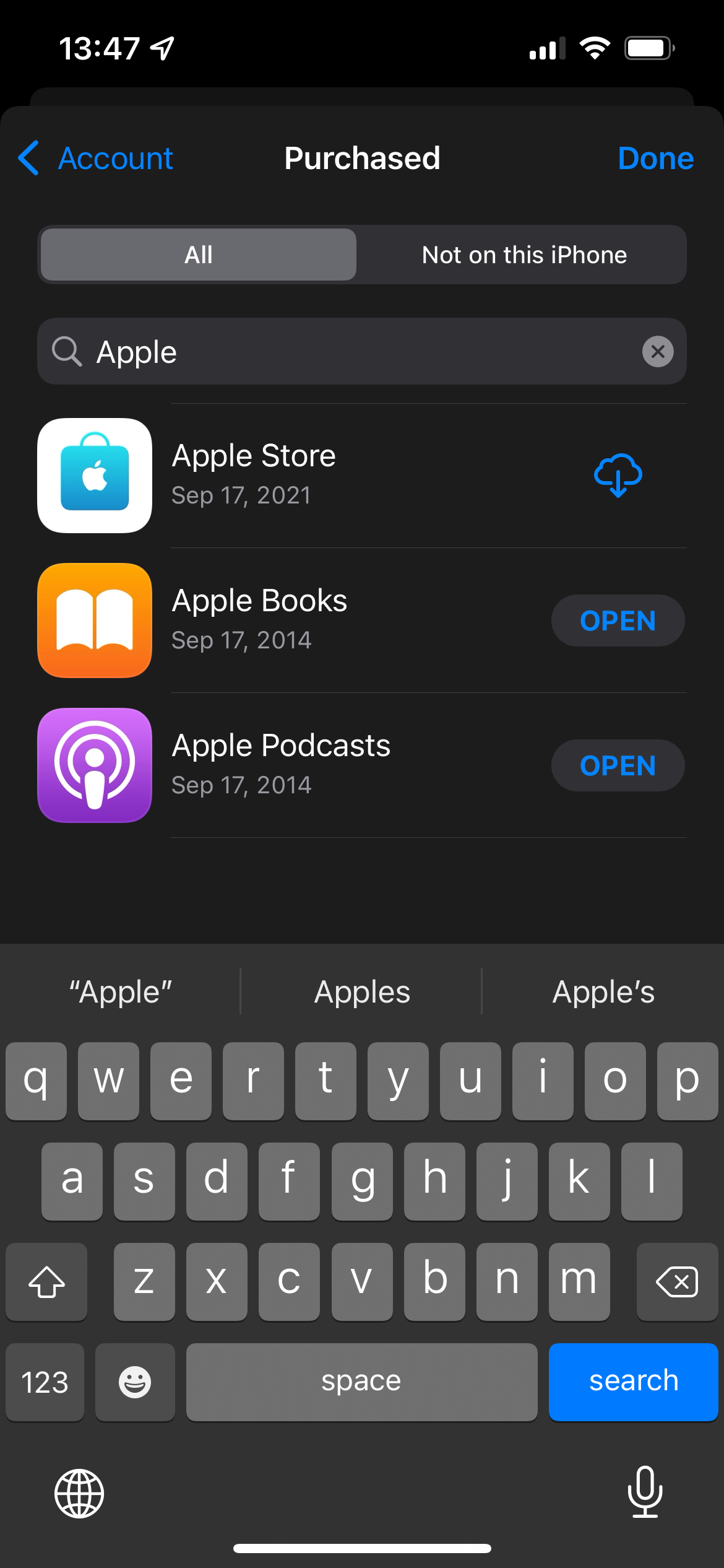 App Store Purchased Apps