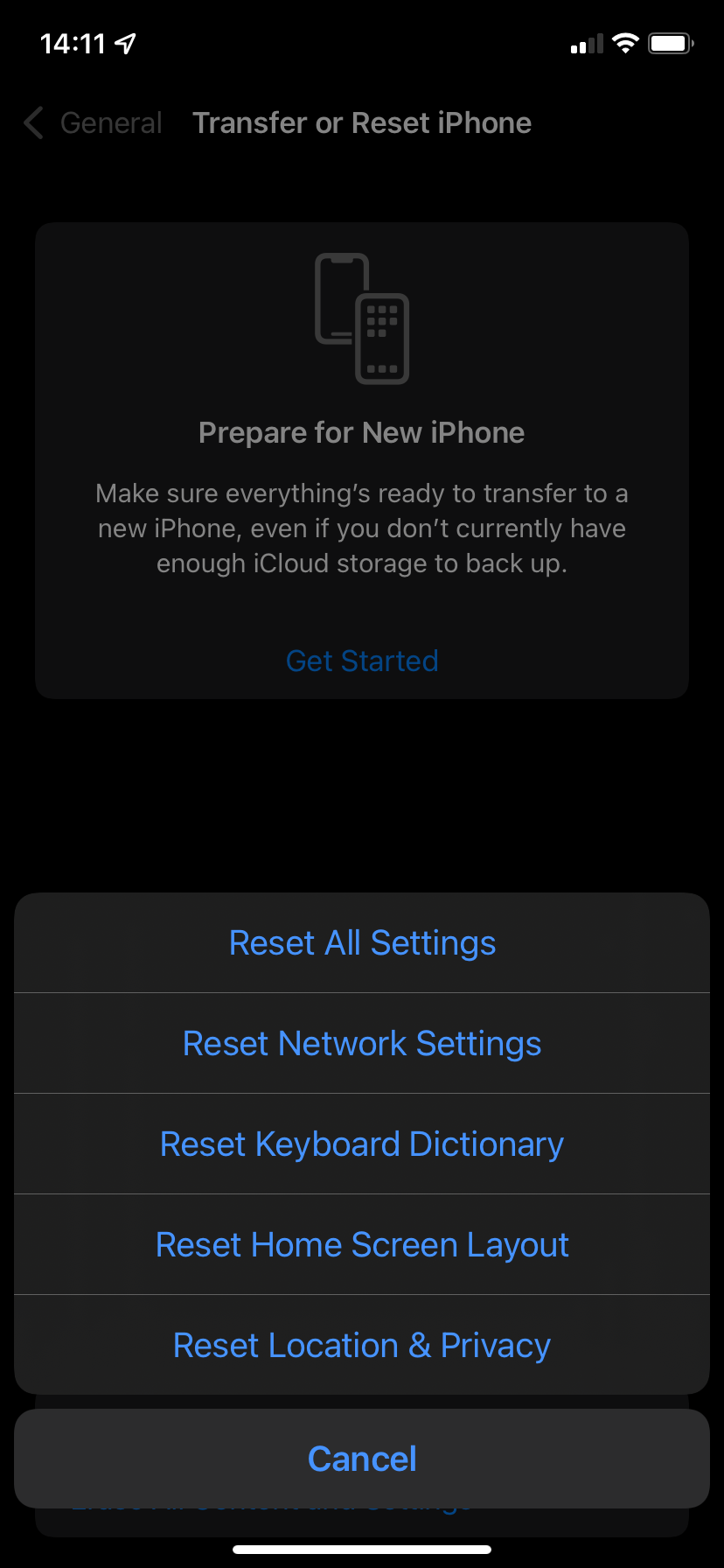 iOS 15 Reset Network Settings