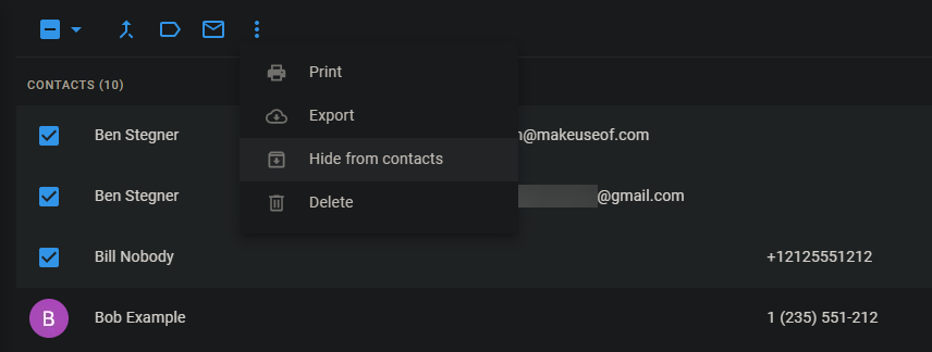 Google Contacts Hide and Delete