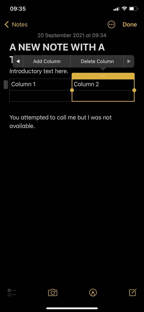 نوت اپل: نحوه ساخت و قالببندی جدول 6 02 create a column apple notes.jpg?q=50&fit=crop&w=480&dpr=1