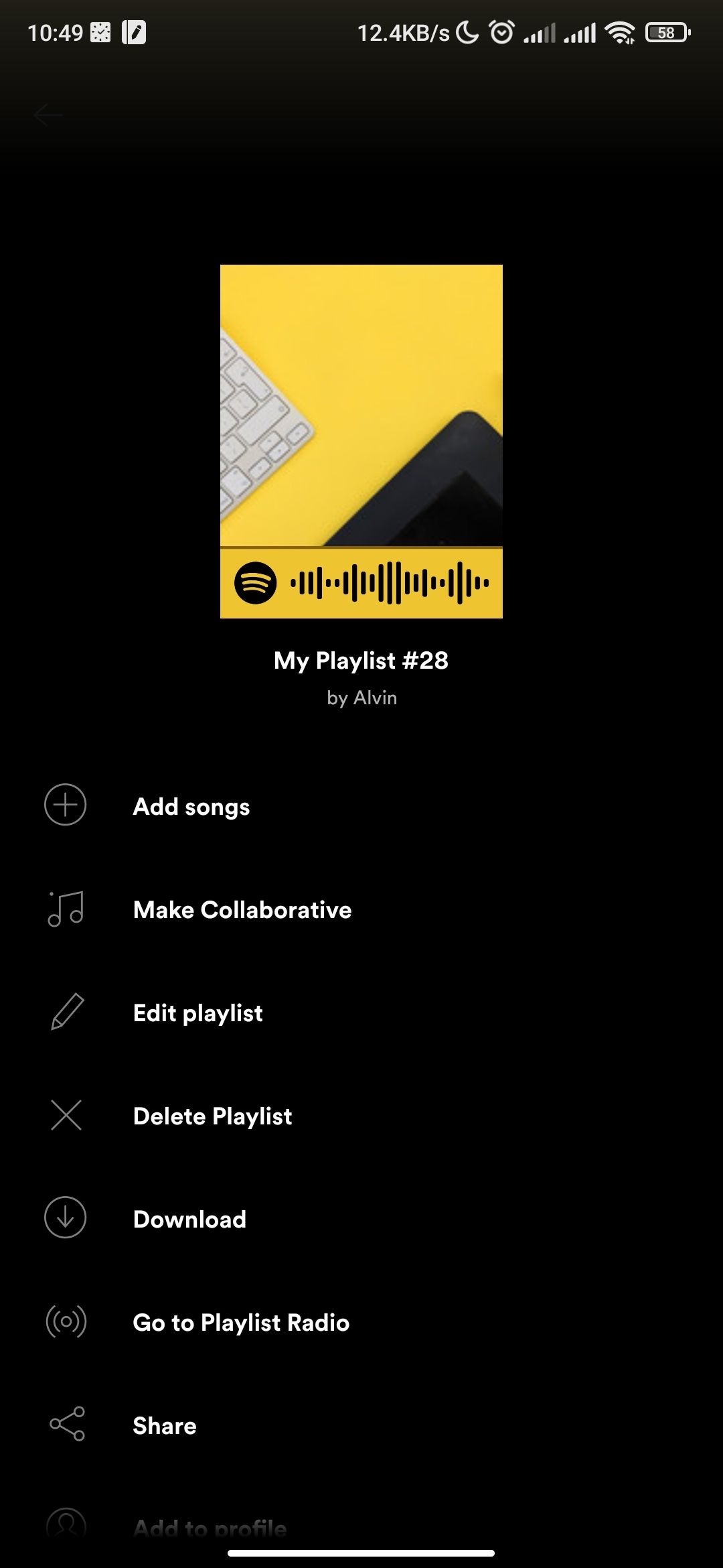 Spotify playlist options