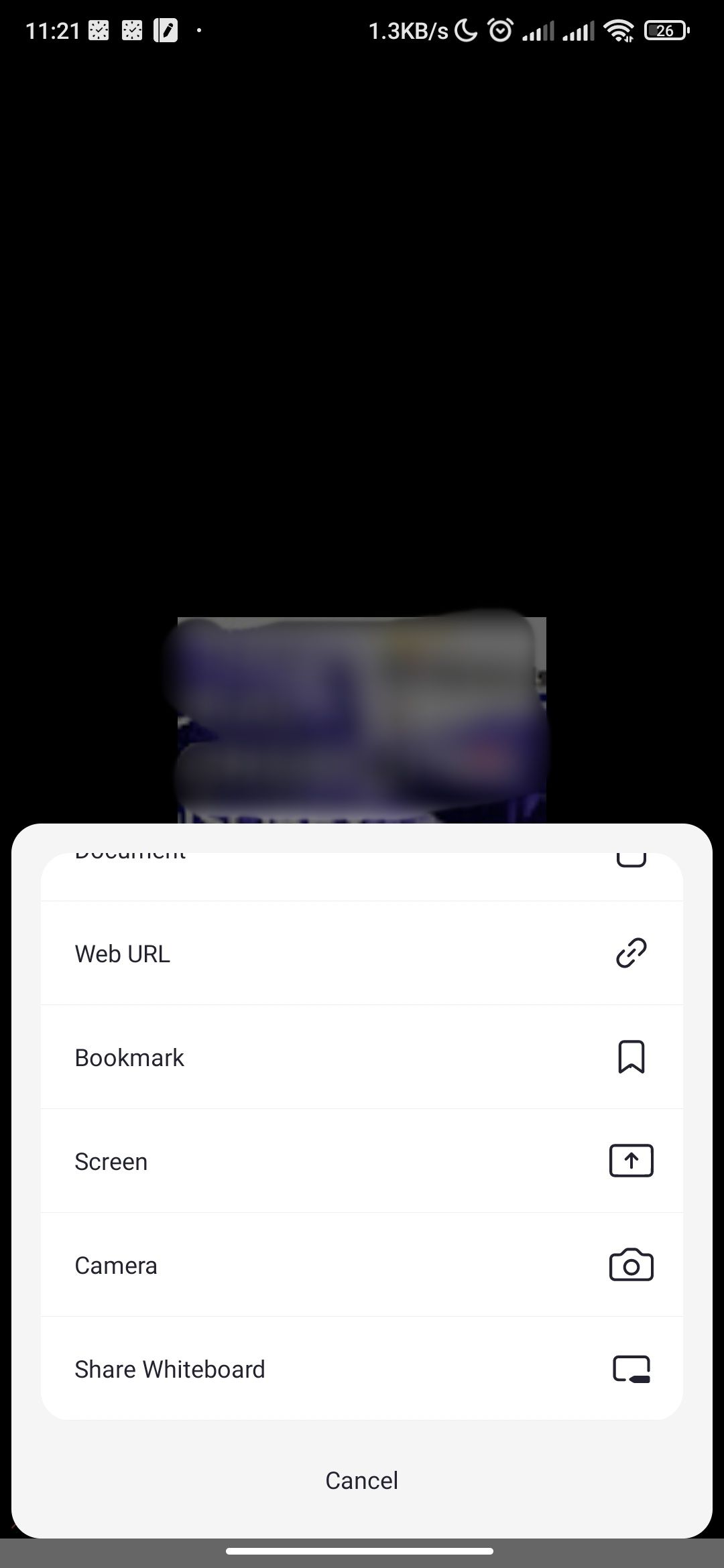 Share Whiteboard option in Zoom for Android