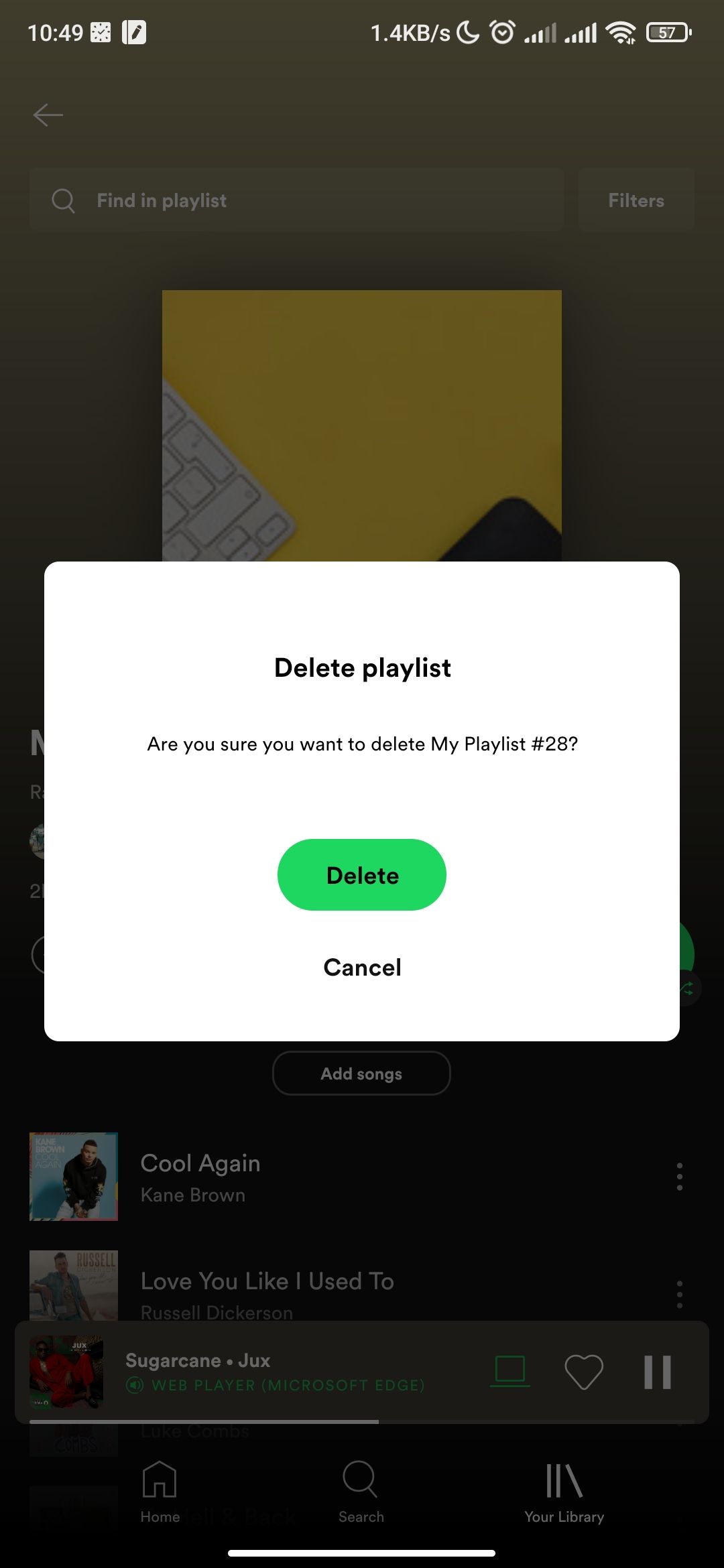 Delete Spotify playlist confirmation