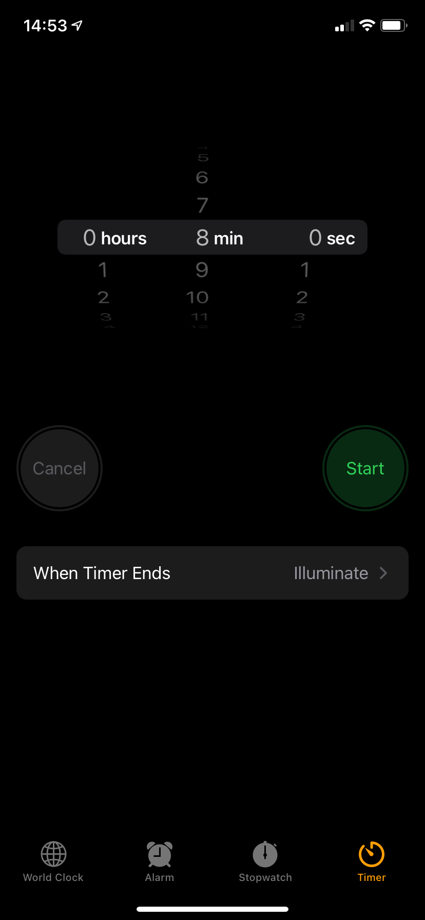 iPhone Set Timer