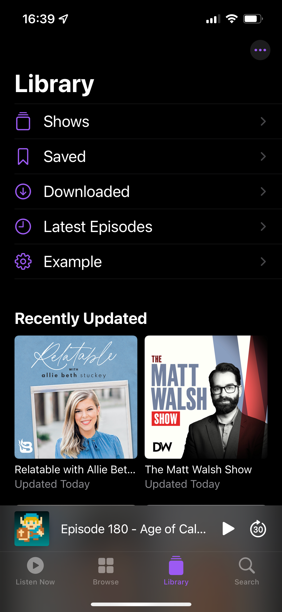 iPhone Podcasts Library
