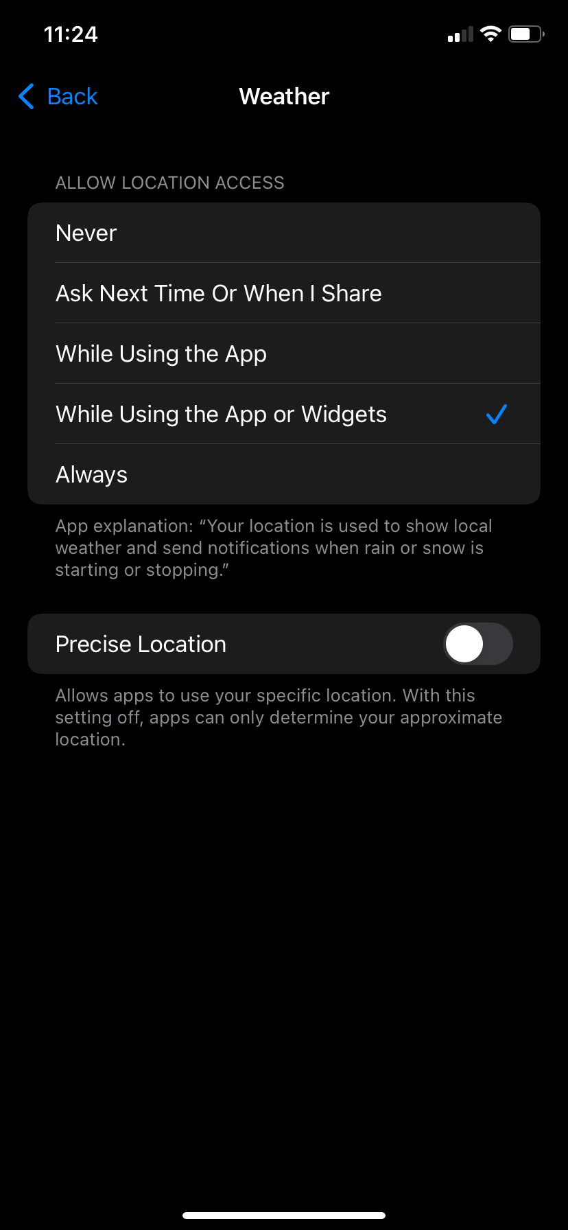 Enable Location Services for app.