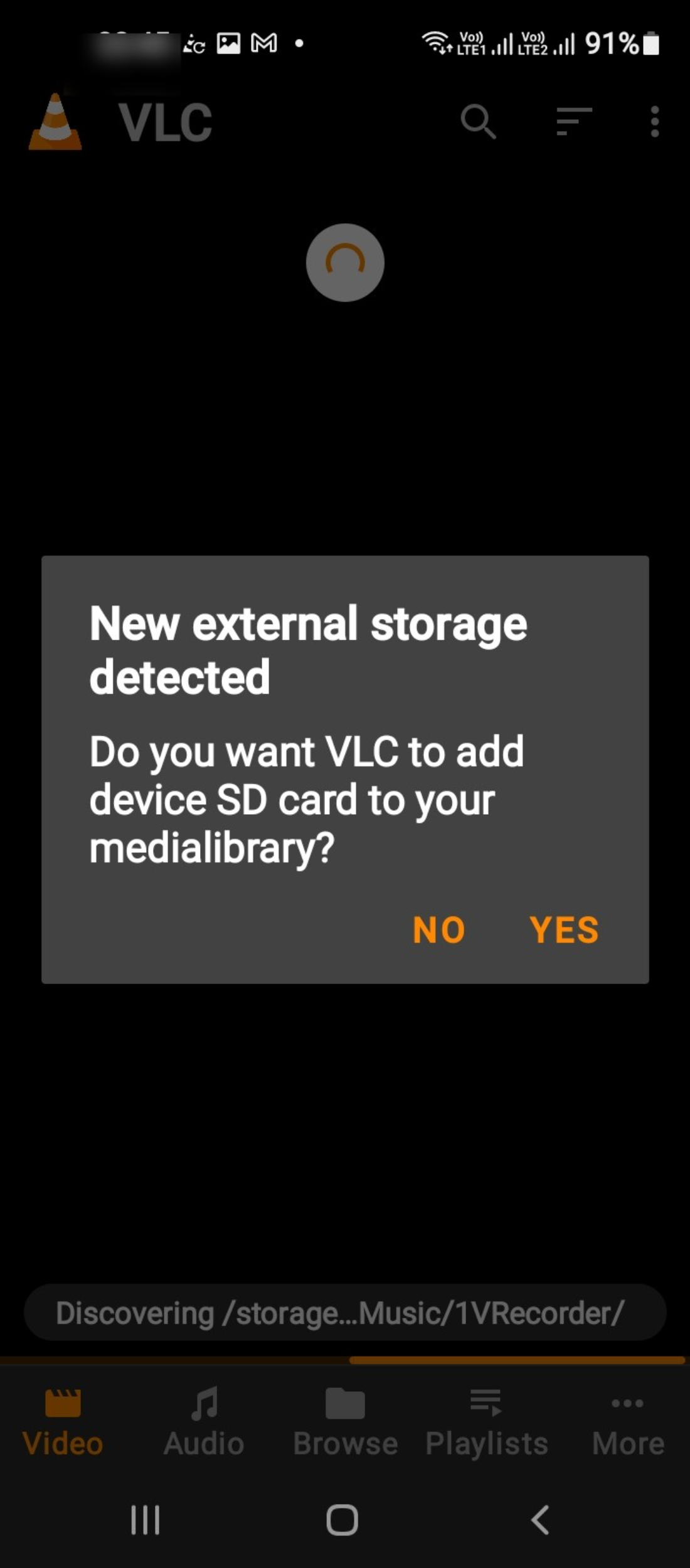 External storage access permission for vlc app