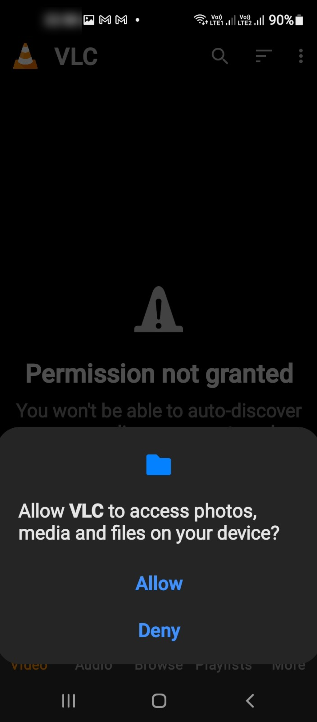 External storage access for VLC app