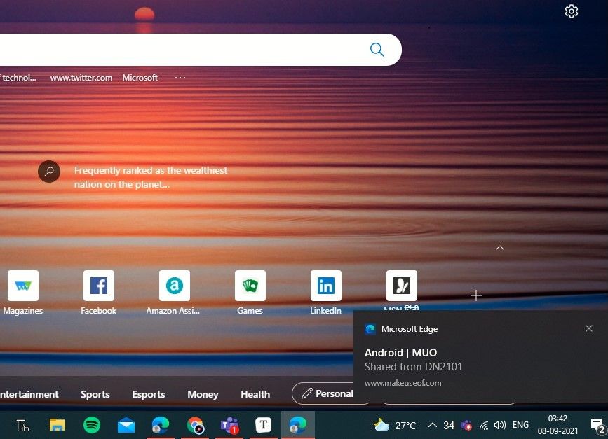7 Top-Funktionen, die Sie dazu bringen, Microsoft Edge auf Android zu verwenden - 3Notification Received on Desktop From Android Phone