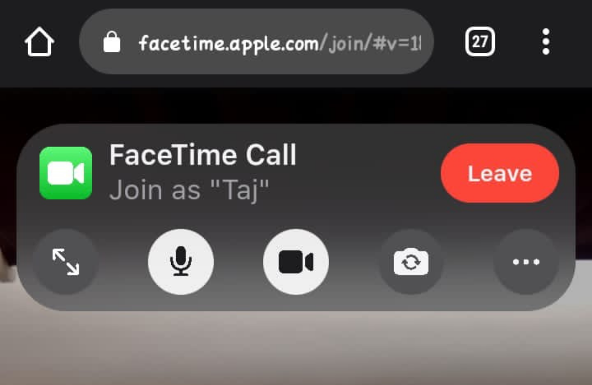دکمه‌های گزینه‌های کنترل FaceTime در اندروید