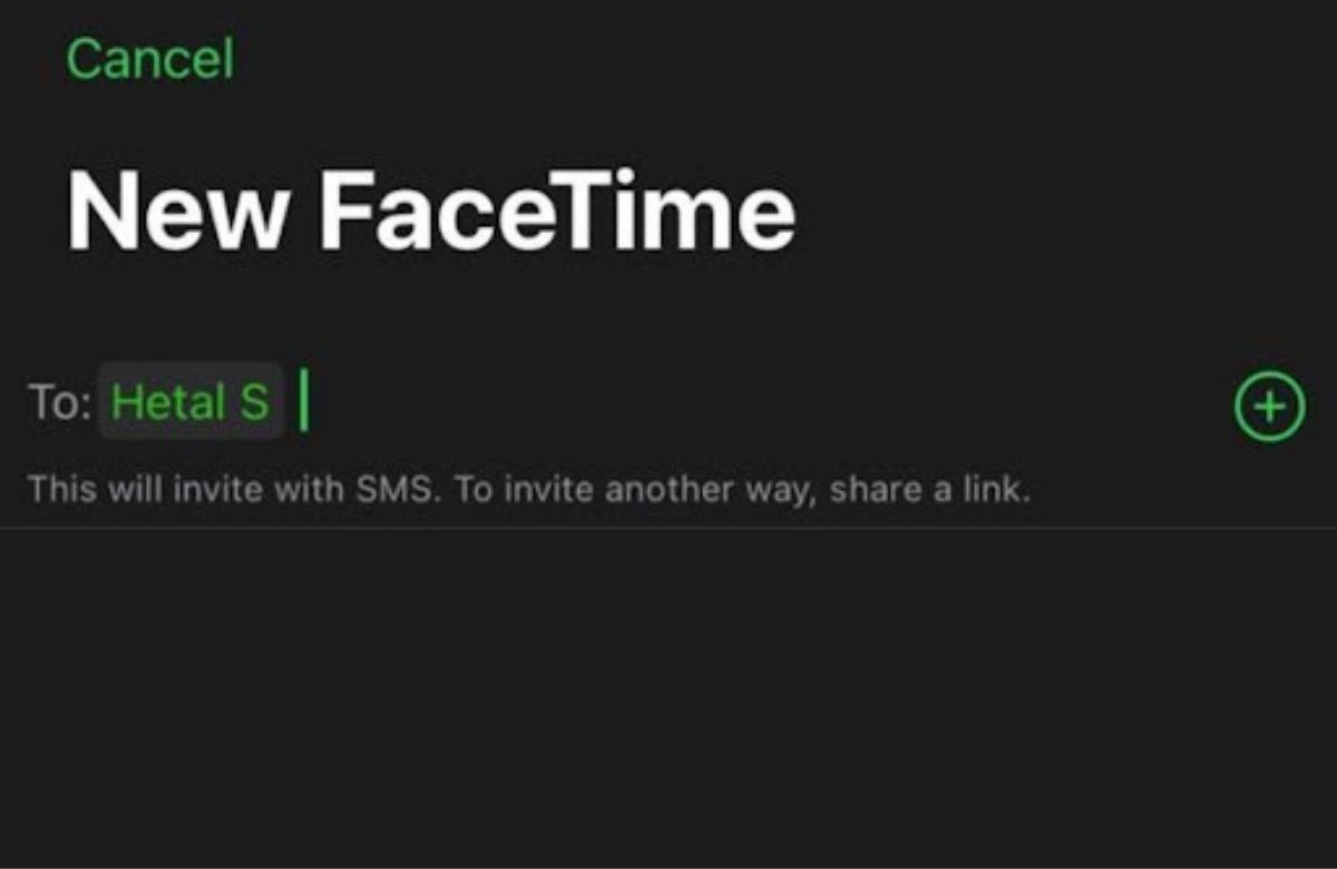 New FaceTime send invitation