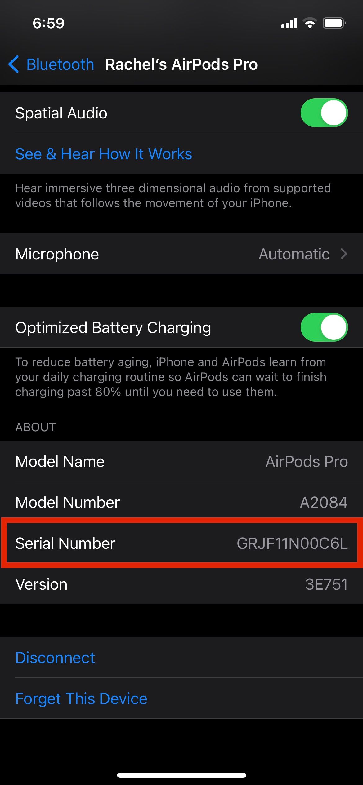 AirPods Pro Serial Number
