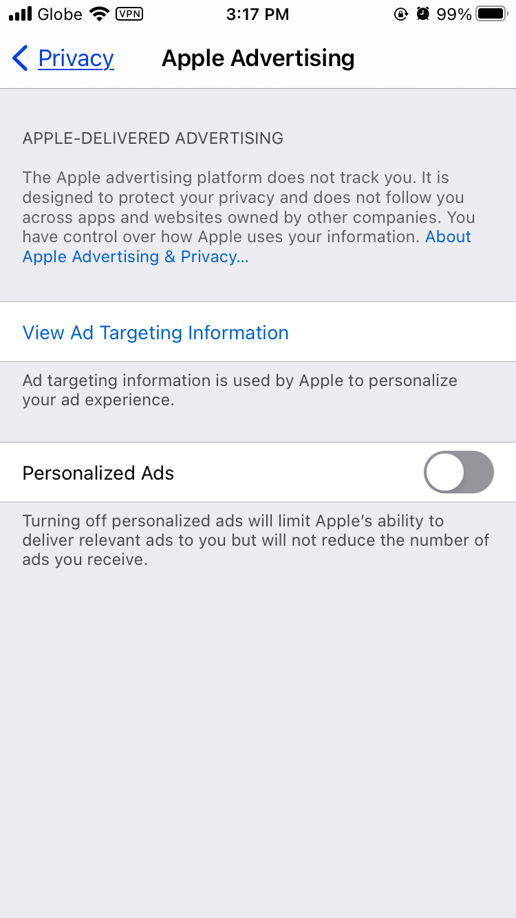 Apple Settings - Apple Privacy