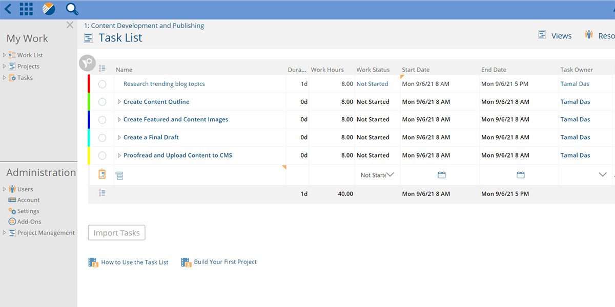 A visual showing online interface of Project Insight