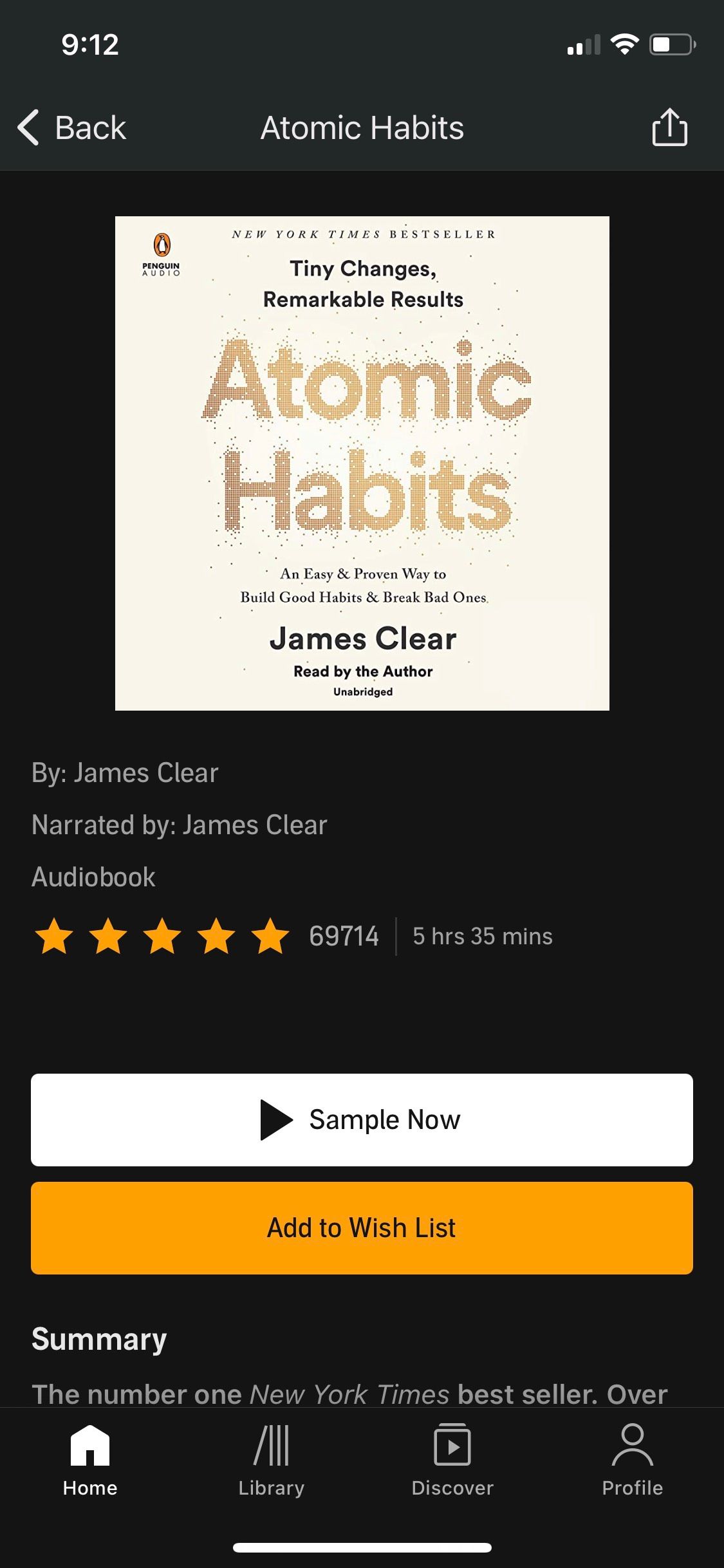 Audible app book collection
