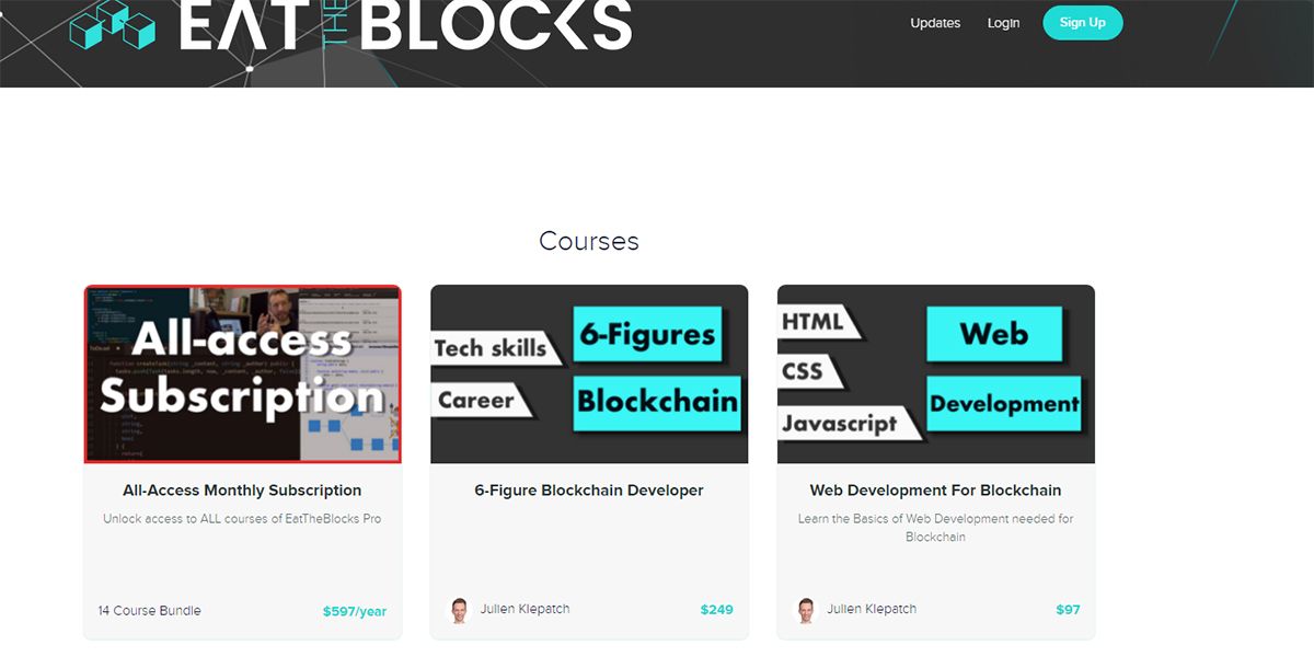 A visual of courses of blockchain on ETB