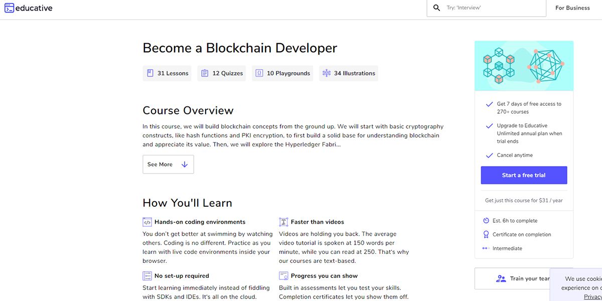 A visualization of blockchain courses on Educative