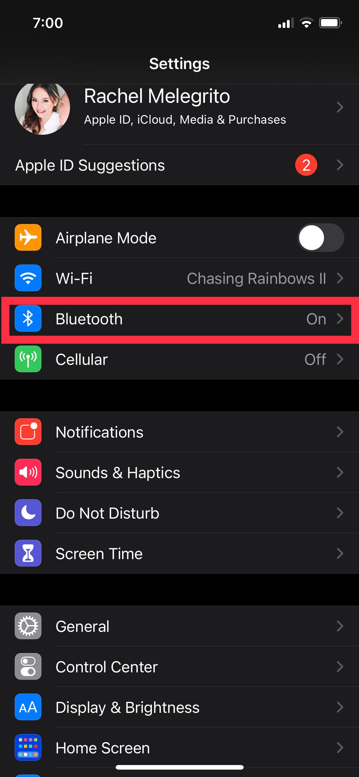 Bluetooth option on Settings