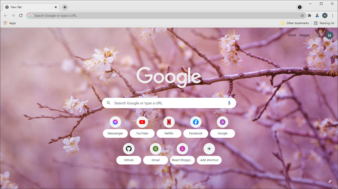 A screenshot of the Branches theme for Chrome