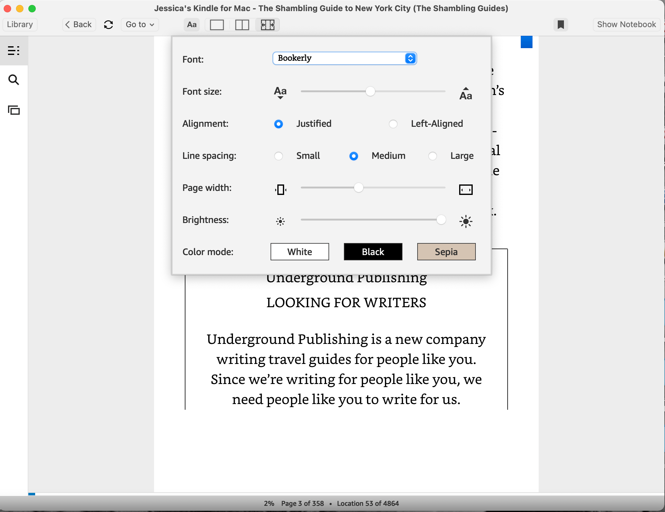 make text bigger kindle for mac