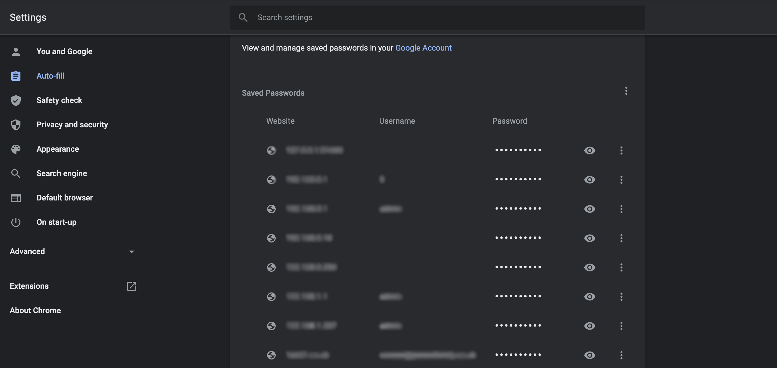 Chrome Saved Accounts Screenshot