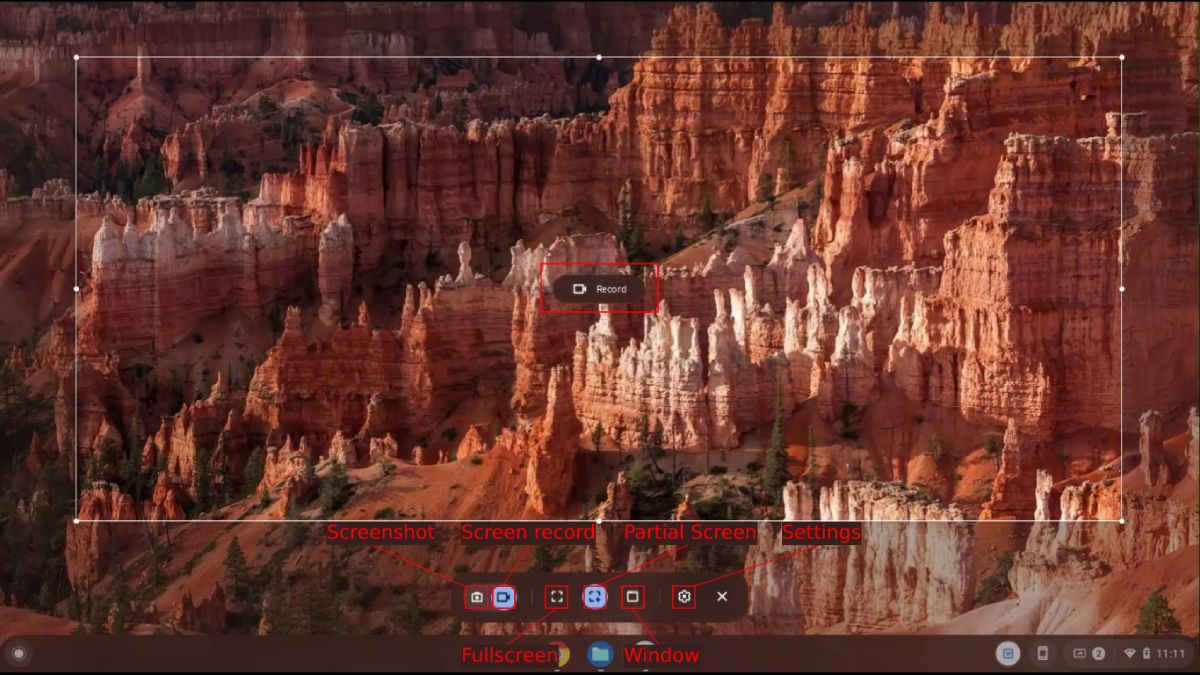 Bildschirmaufzeichnung auf Chromebook durchführen - Chromebook Features of the Screen Capture Tool Highlighted