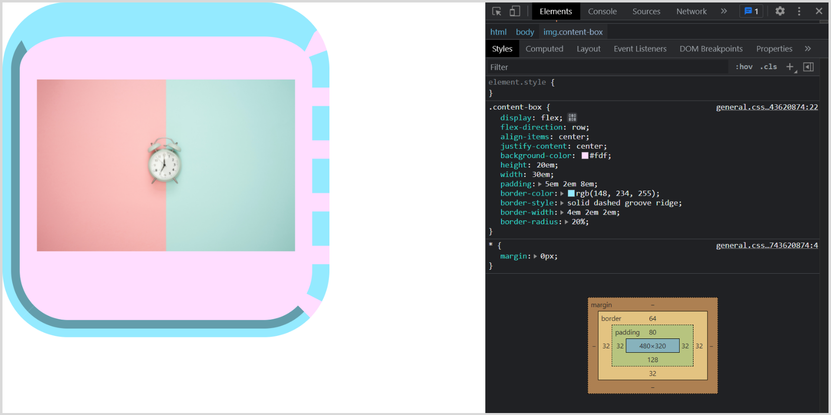 Das CSS-Box-Modell mit Beispielen erklärt - Content box with border property