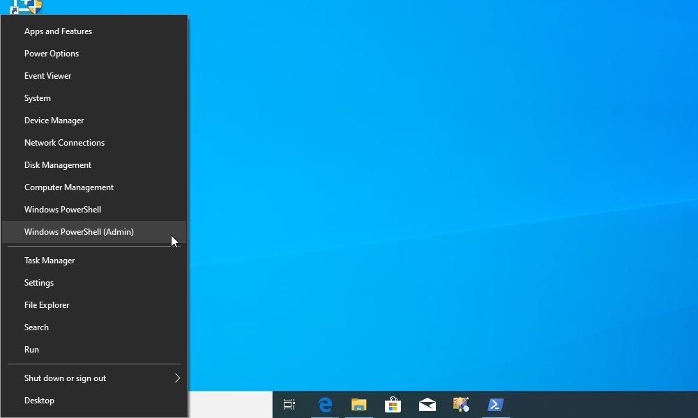 Running PowerShell from Windows 10's admin tools quick menu