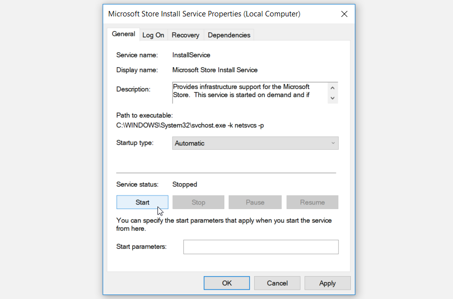 Enabling the Microsoft Store Install Service