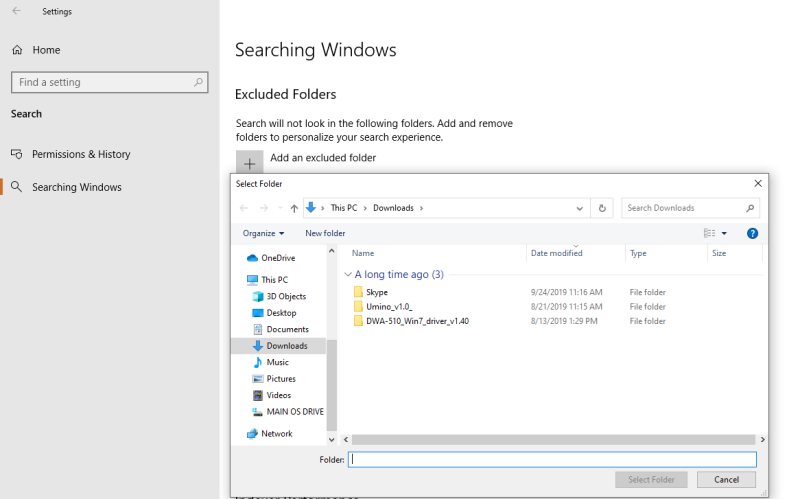 Enhanced search Add excluded folder - Trova qualsiasi cosa utilizzando la modalità di ricerca avanzata in Windows 10