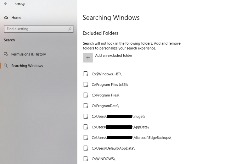 Enhanced search Excluded folders - Trova qualsiasi cosa utilizzando la modalità di ricerca avanzata in Windows 10