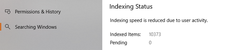 Enhanced search indexing status - Trova qualsiasi cosa utilizzando la modalità di ricerca avanzata in Windows 10