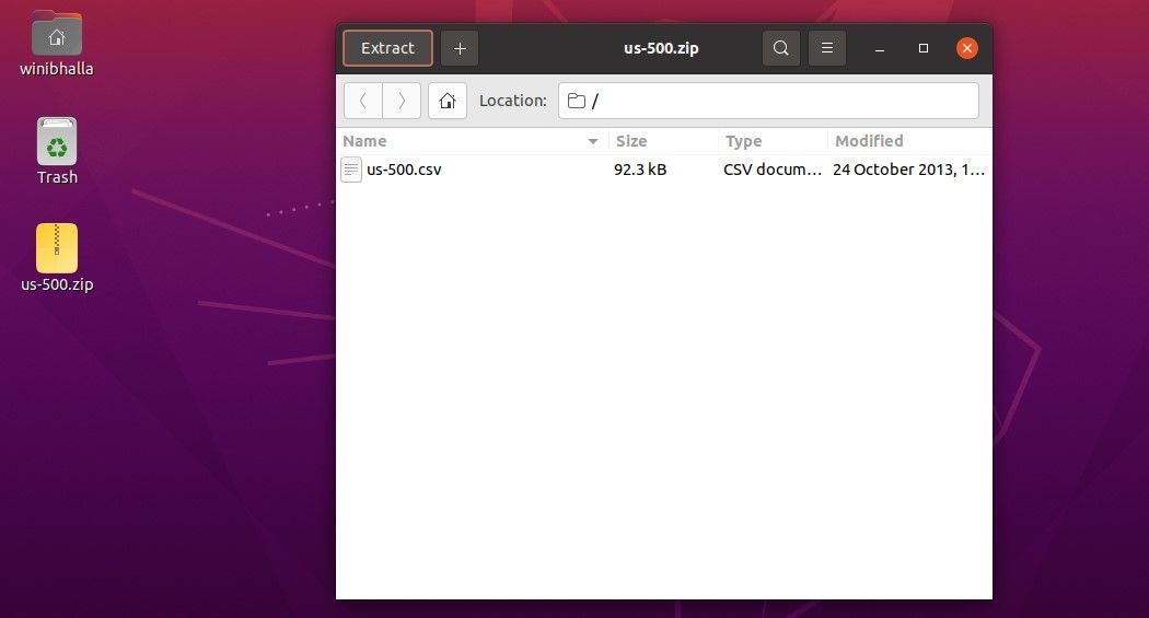 extract archive dialog box on ubuntu