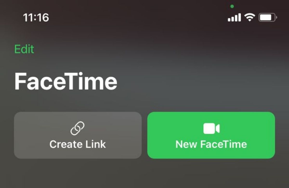 FaceTime Create Link Button on iPhone