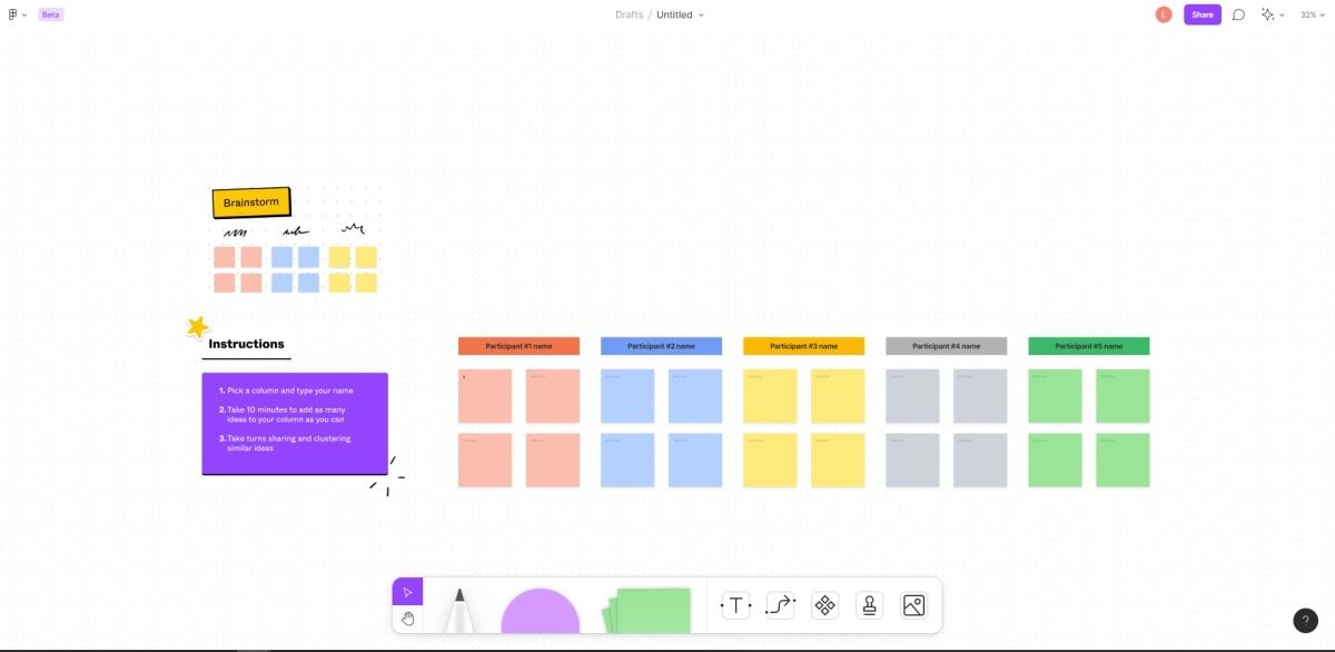 So steigern Sie die Zusammenarbeit und Produktivität Ihres Teams mit Silent Meetings - FigJam brainstorm meeting