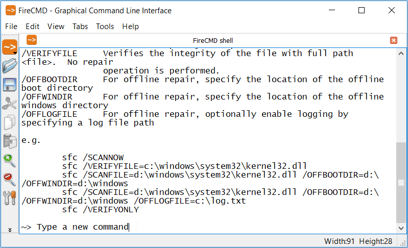 FireCMD interface