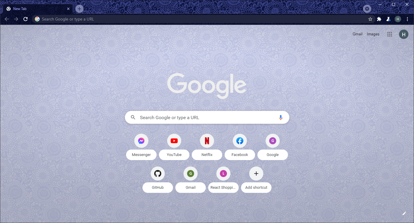 A screenshot of the Floral Blue theme for Chrome