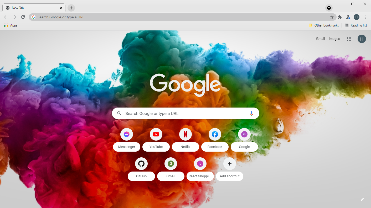 A screenshot of the Flying Paint theme for Chrome