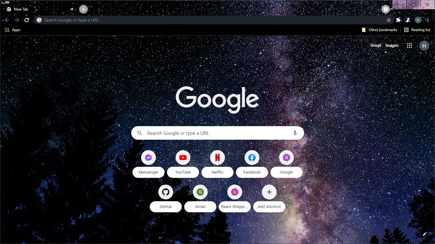 A screenshot of the Galaxy-View theme for Chrome