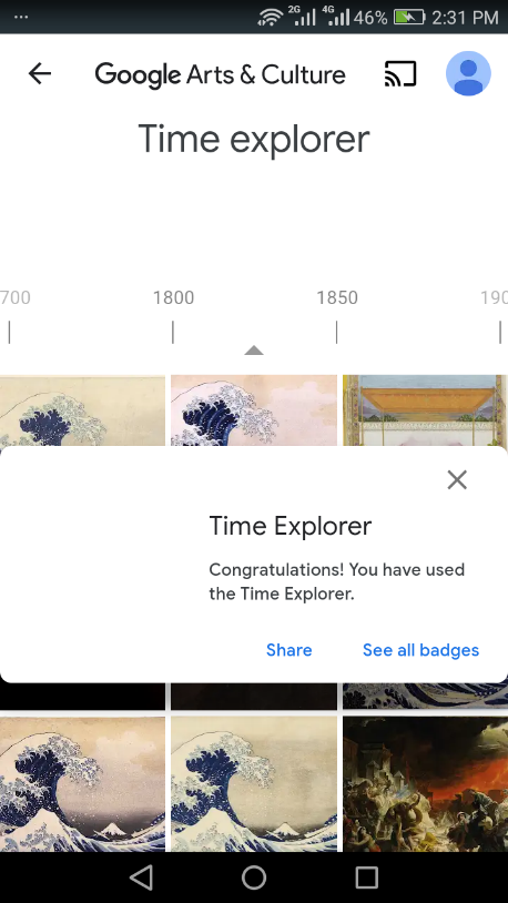 Google Arts & Culture - Time Explorer